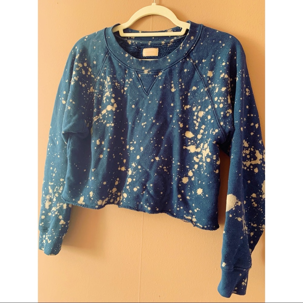 Bleach Dyed Raw Hem Crewneck Sweatshirt - Size Small - Brand: Mother